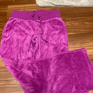 purple velvet flare sweats